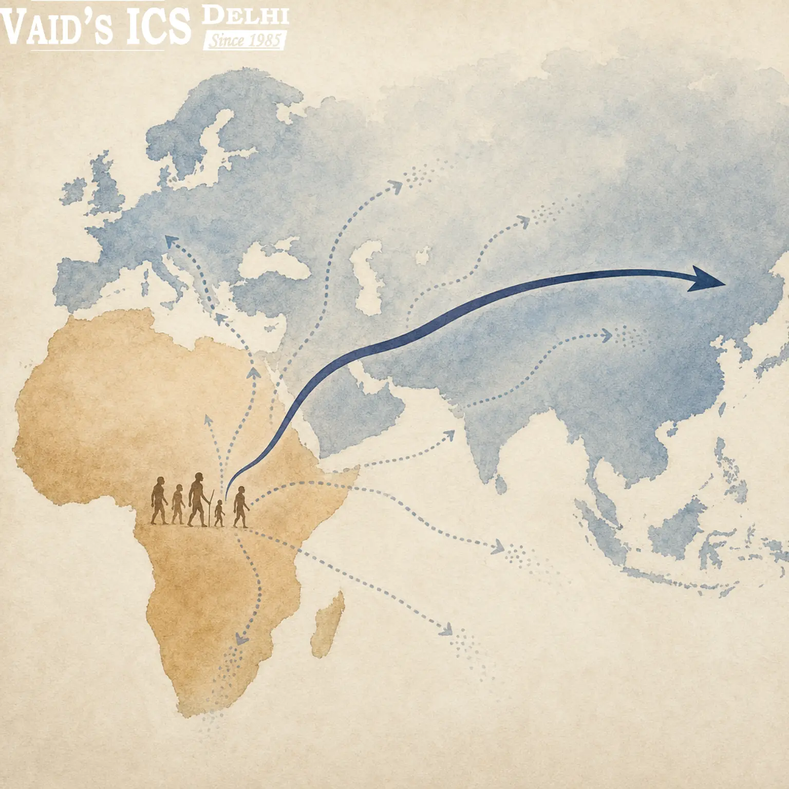 Multiple early human dispersals out of Africa with one successful wave