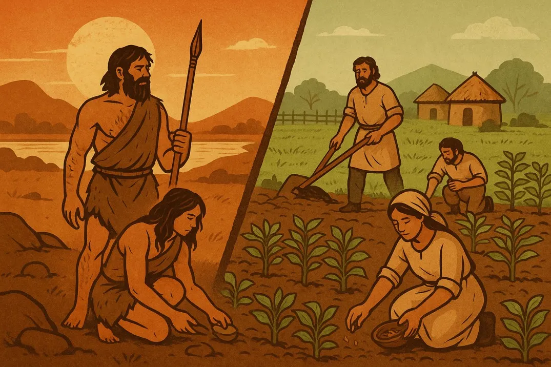 Early agricultural transition illustrating the origins of farming and its role in human evolution