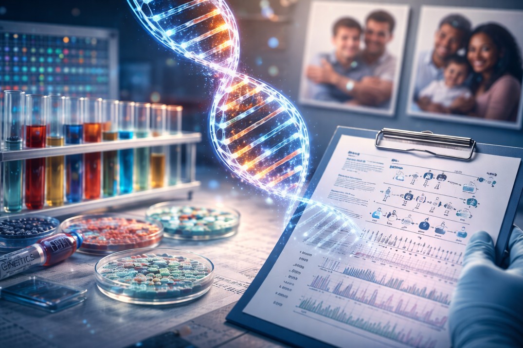 The largest and most diverse study on recessive genetic changes in developmental disorders reveals that over 80% of cases caused by recessive variants are linked to known genes. Researchers analyzed data from nearly 30,000 families and found that a shift in focus from gene discovery to interpreting changes in known genes could double diagnosis rates. •	 The study highlights the importance of genetic background in diagnosis and suggests that some patients may have multiple contributing genetic factors. These findings could lead to more personalized and accurate diagnoses for families affected by developmental disorders. •	 They include Joubert syndrome, Bardet-Biedl syndrome and TaySachs disease. Until now, overall quantification of these recessive genetic causes across diverse populations has not been done. •	 The team found the number of patients affected by recessive genetic variants varied greatly between different ancestry groups, ranging from two to 19 per cent of cases. This variation is strongly linked to the prevalence of unions between close relatives – consanguinity – in these groups.